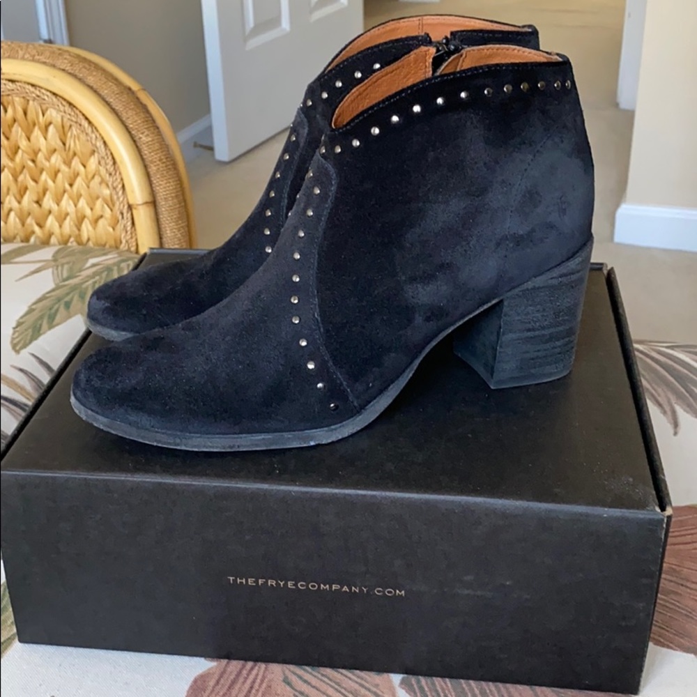 Frye Nora Black Suede Booties